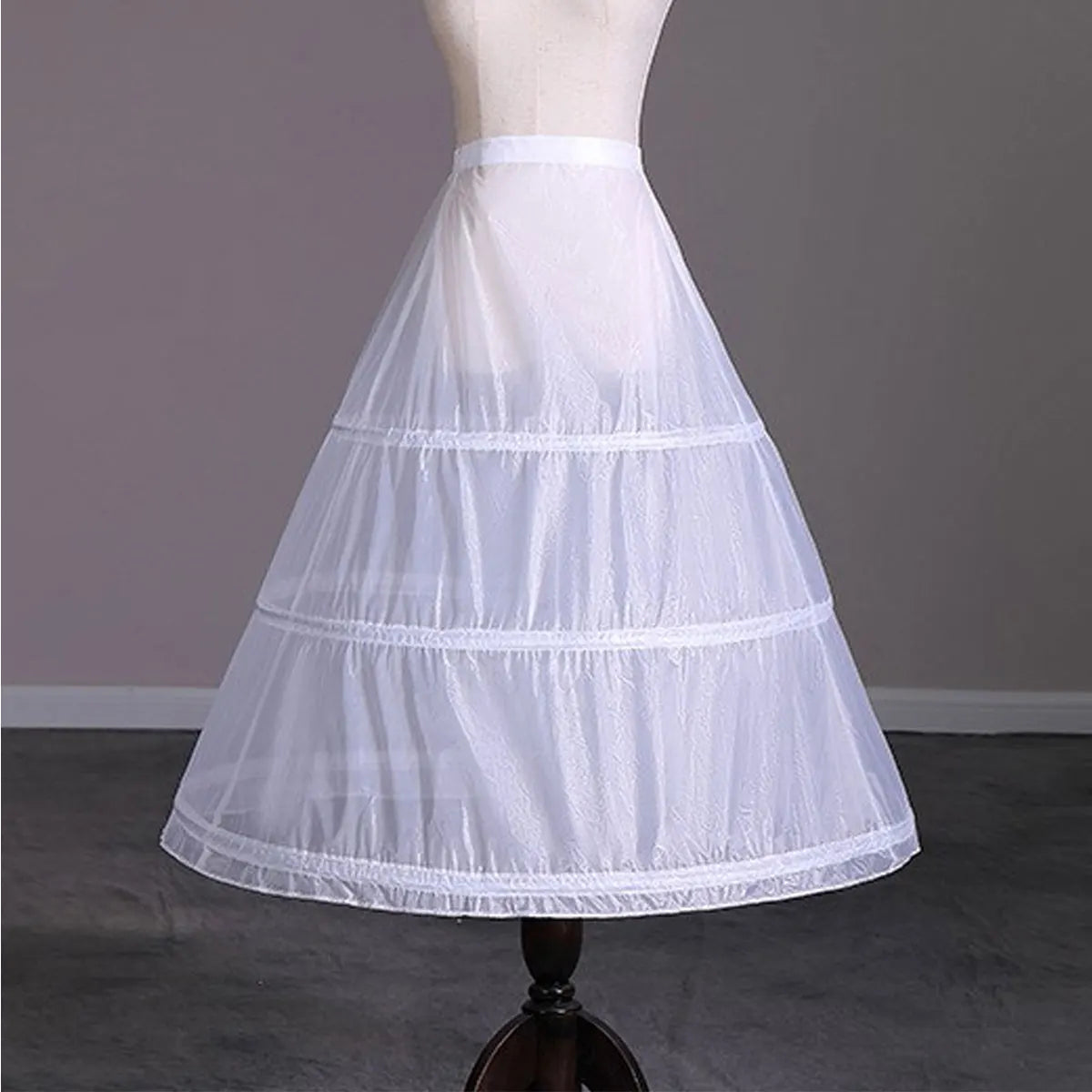 1pc Women's White Satin Underskirt For Bridal Dress, Wedding, Cosplay, A-line Petticoat With Three Steel Hoops