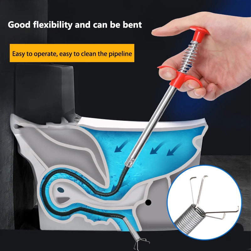 60cm Spring Pipe Dredging Tools, Drain Snake, Drain Cleaner Sticks Clog Remover Cleaning Household for Kitchen Bending Sink Tool