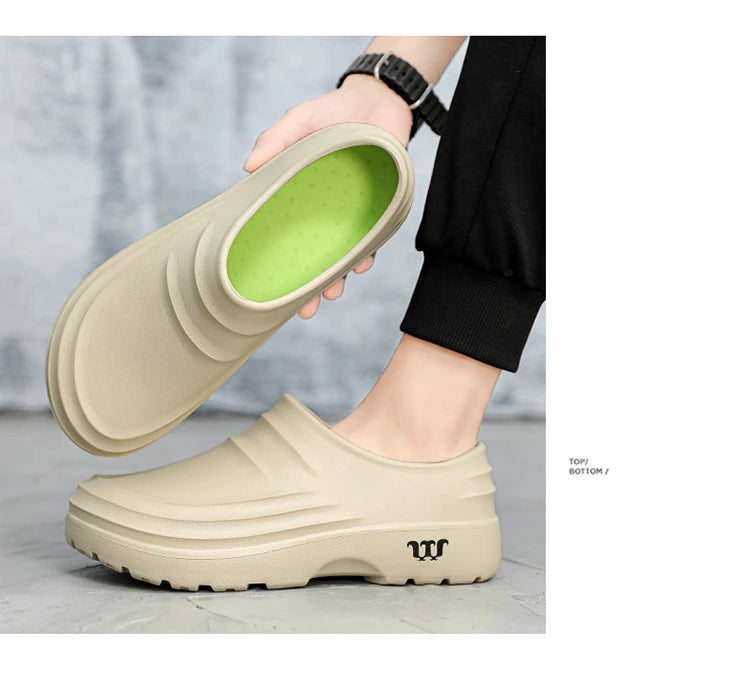 New Men's Anti-slip Chef Shoes Sandals For Men Working Shoes Waterproof Fashion Garden Shoes Clogs For Beach Slippers Size 36-48