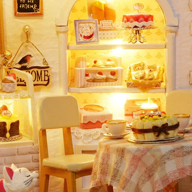 Kitten Mini Doll House 3D Puzzle Assembly Model Building Kit Creative Room Bedroom Decoration With Furniture Wooden Crafts Gifts - Shoppiline