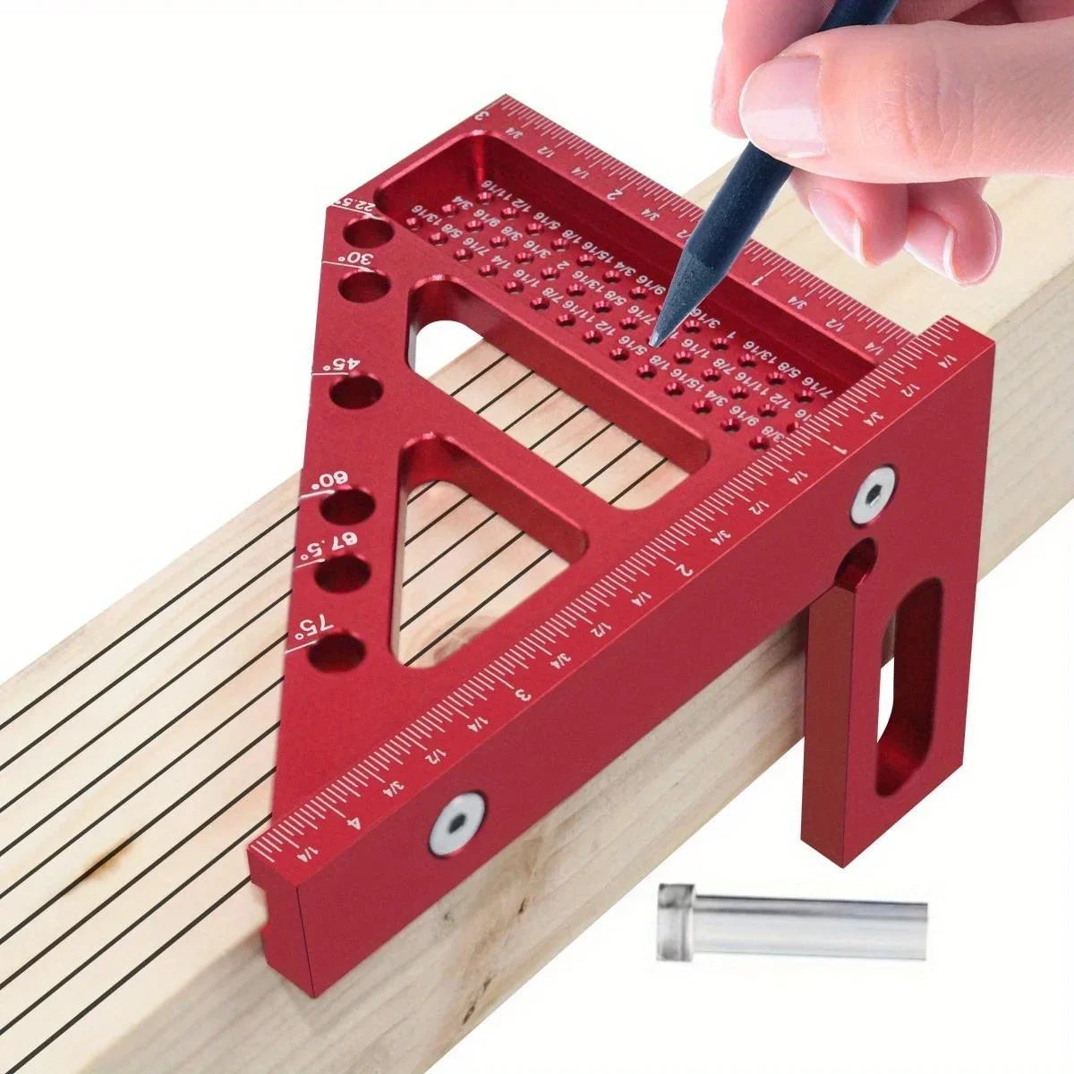 3D Multi-Angle Metric/Inch Measuring Ruler, 45/90 Degree Aluminum Alloy Square Protractor, High Precision Layout Measuring Tool - Shoppiline