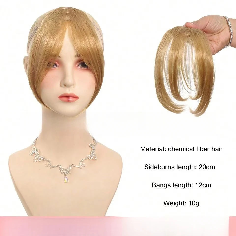 Synthesis Wig Middle-Part Bangs Hair Extensions Clip In Forehead Natural Seamless French Oblique Bangs Eight-Character Bangs