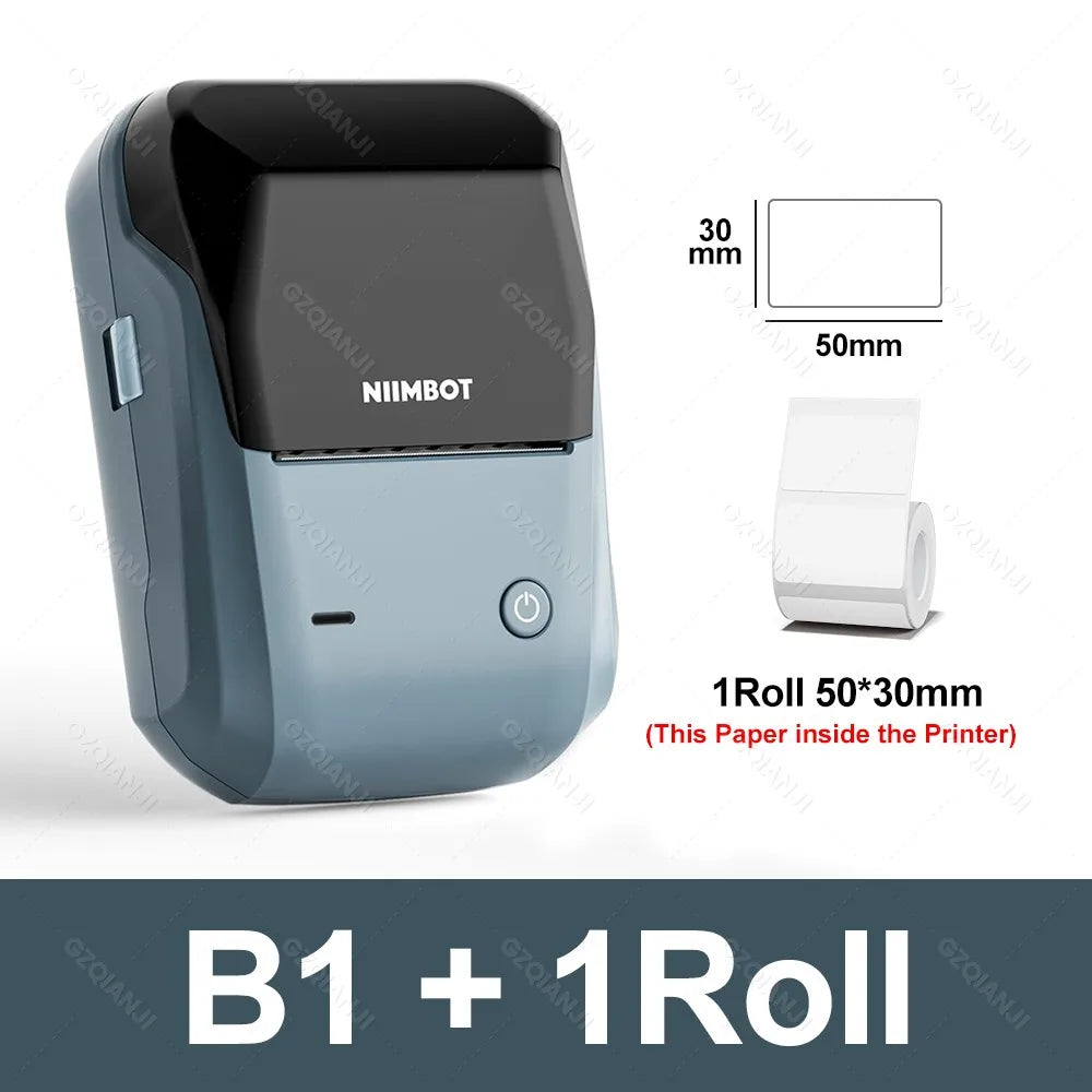 NIIMBOT B1 Portable Thermal Printer With Tapes 2 Inch Adhesive Label Machine Mini Bluetooth Sticker Maker Waterproof Labels Roll - Shoppiline