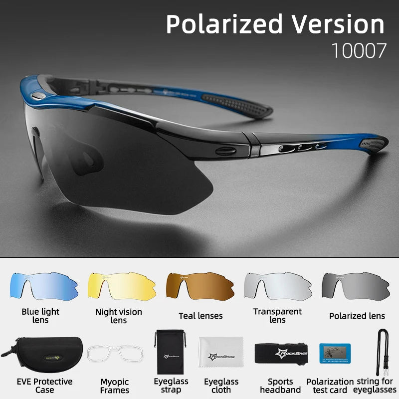 ROCKBROS Cycling Polarized glasses Bike Sunglasses Outdoor Sports Sunglasses MTB PC Goggles Eyewear 5/3 Lens Bicycle Accessory - Shoppiline