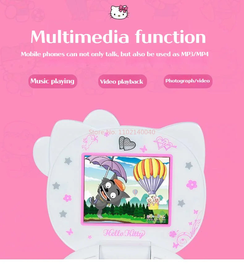 New K688 Hello Kitty Cute Mini Girl Mobile Phone With Flip Cartoon No Lock Children Dual Card Mobile Phone Kids Gift Kawaii Toys