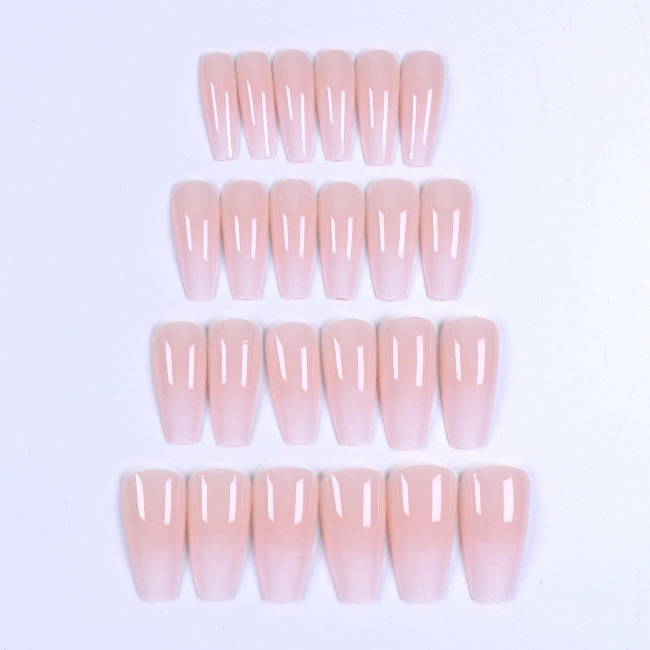 24pcs Long Coffin-Style Gradient Pressing Nails Gradient Colored Acrylic Fake Nails Reusable Glossy Fake Nails Suitable For Dail