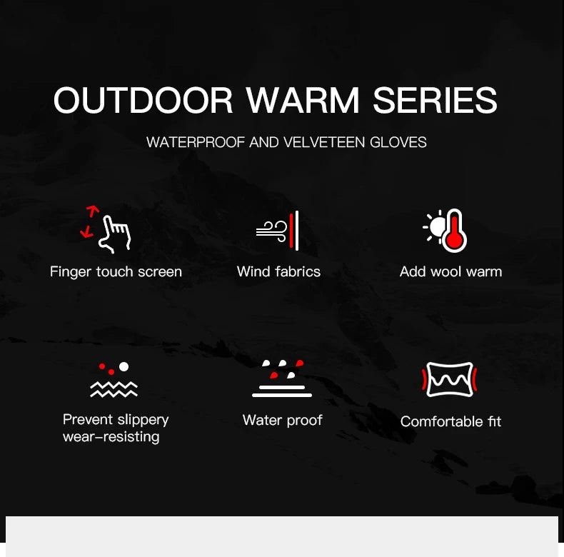 Outdoor Sports Autumn Winter Cycling Gloves Men Splash Proof Warm Windproof Touchscreen Anti-slip Motorbike Gloves Men Black