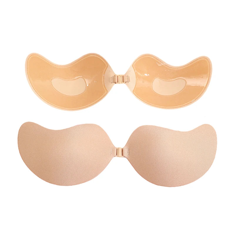 FINETOO 1-15PCS Women Invisible Nubra Breast Patch Tow-Color Hypoallergenic Mango Cup bra Silicone Non-Falling Off Thin
