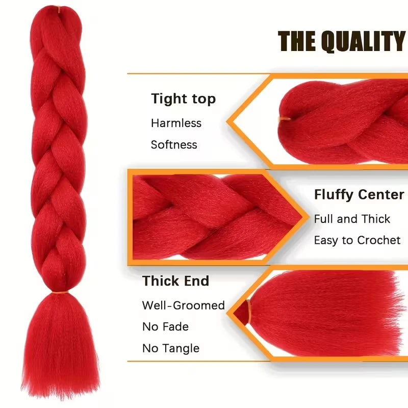 Extensions de cheveux synthétiques de 24 pouces, texture lisse Yaki, pour tresses Jumbo, boîte longue, pour femmes, Dreadlocks