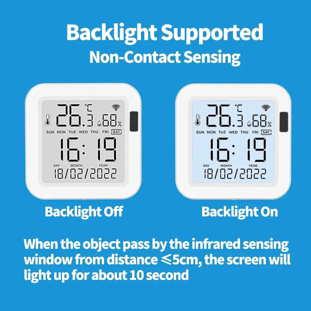 Tuya WiFi Temperature Humidity Smart Sensor With Backlight for Smart Home Var SmartLife Work with Alexa Google Assistant - Shoppiline