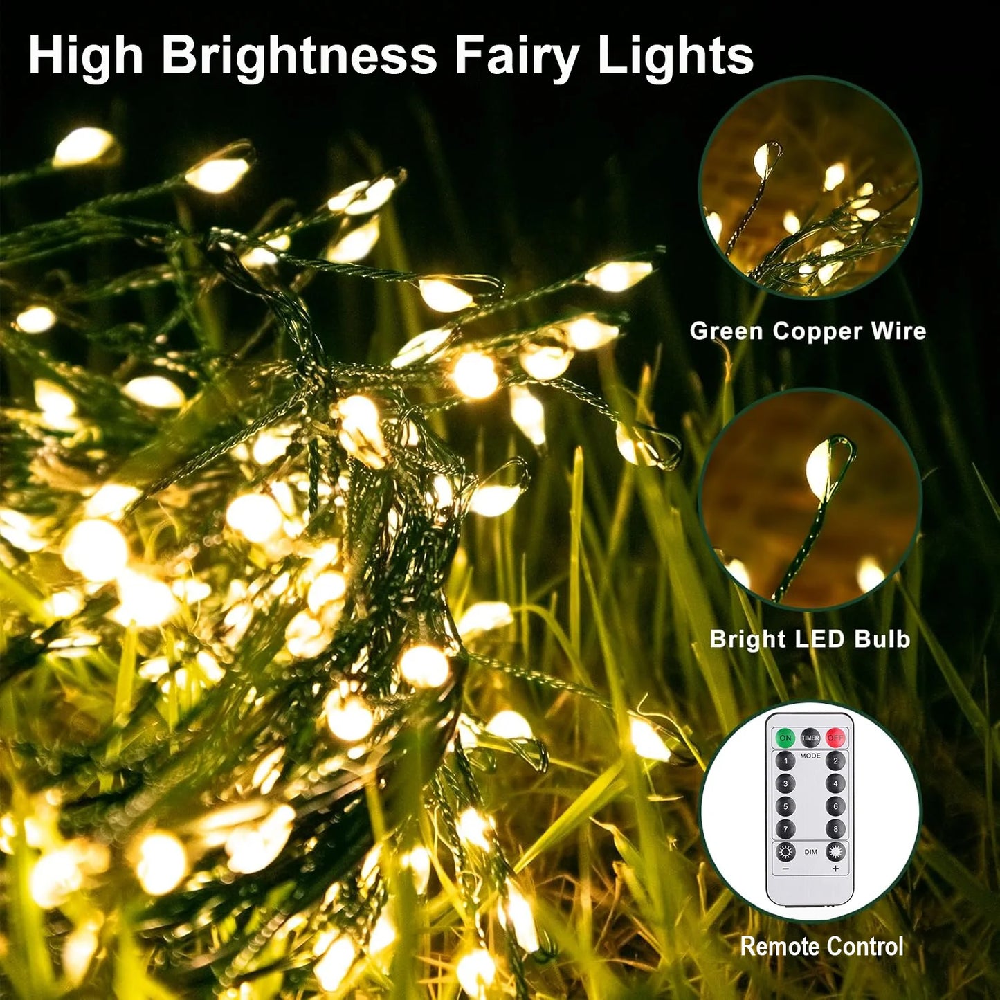 30-75M LED Firecracker String Lights EU/US DC Garland Fairy Lights Holiday String Lights for Wedding Party Christmas Decoration