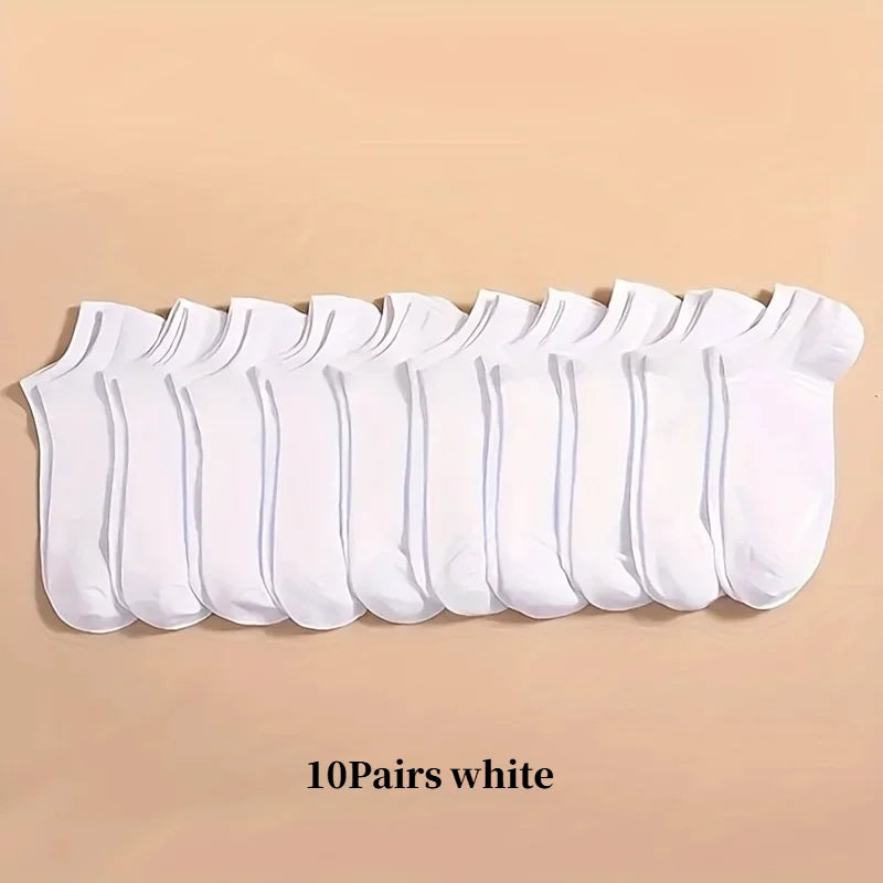Unisex Ankle Socks 10/20/40 Pairs, Solid Color, Soft Lightweight No Show Socks, Bulk Value Pack, Men Women