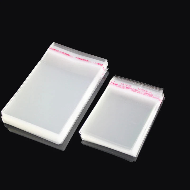 TETP 100Pcs Clear Self-Adhesive Resealable Waterproof OPP Plastic Bags 5Wires per Bag for Gift Food Candy Packaging Cellophane S