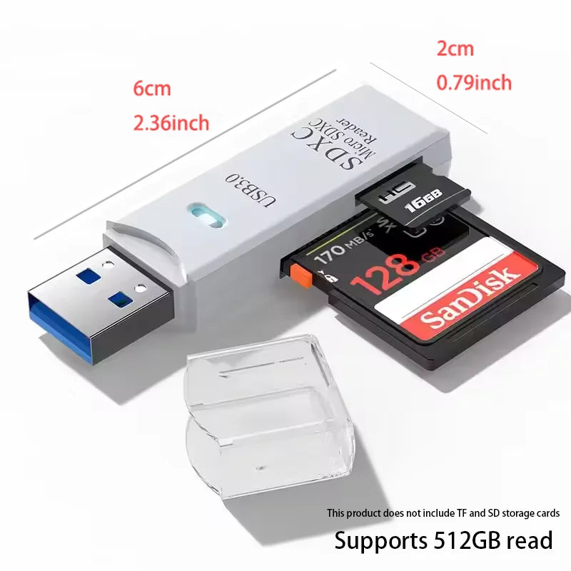 2-in-1 Multi Functional USB 3.0 Card ReaderMicro SD TFMemoryCardReaderUSBFlashDrive CardreaderAdapter For PCLaptops Accessories