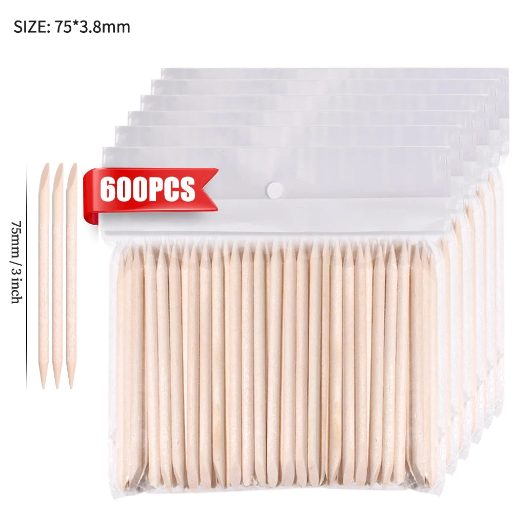 50/1000Pcs Double Ended Wooden Cuticle Pusher Multi  Nail Art Tools Beechwood Stick Manicure Pedicure Tool Suitable for Home Use