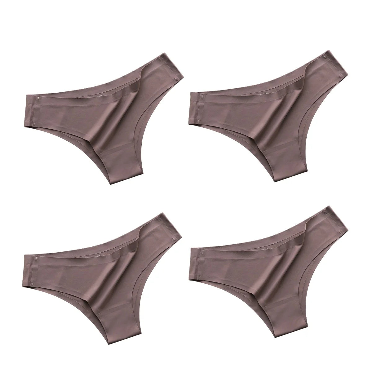 4PCS/Set Seamless Brazilian Panties Women's Sexy Lingerie Cool Ice Silk Low Waist Briefs Soft Solid Ultra-thin Bikini Underwear
