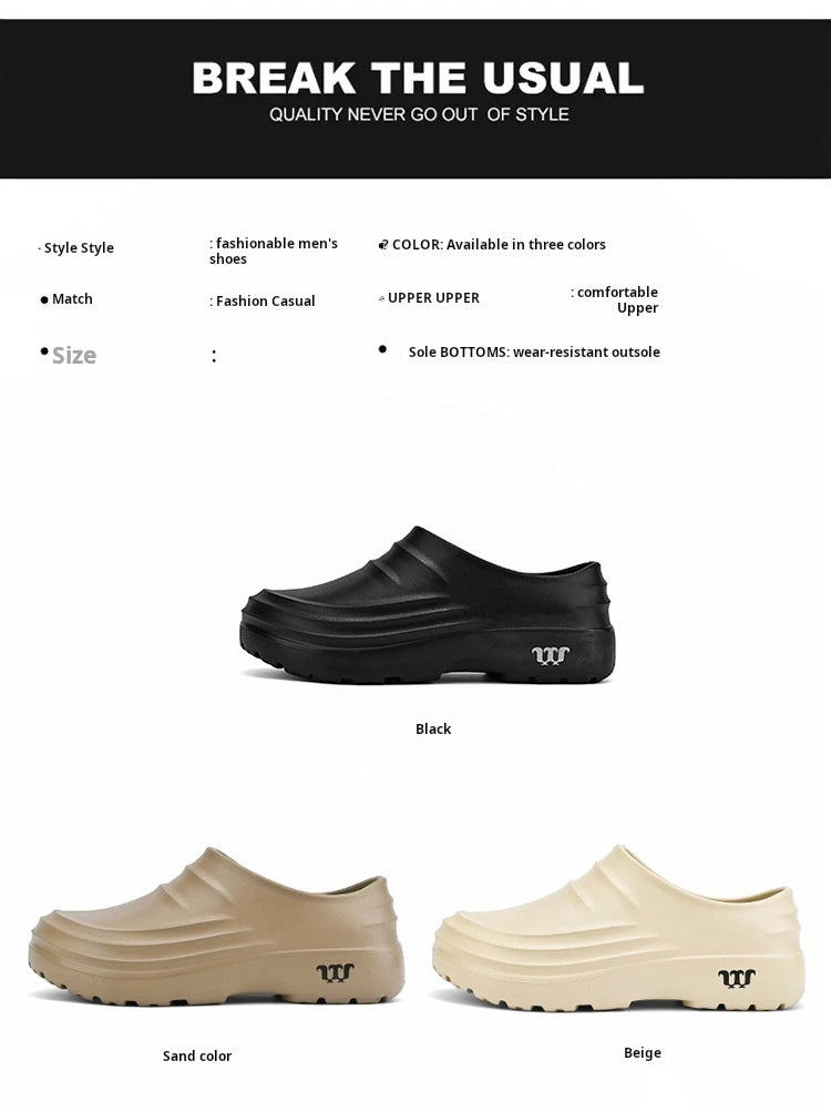 New Men's Anti-slip Chef Shoes Sandals For Men Working Shoes Waterproof Fashion Garden Shoes Clogs For Beach Slippers Size 36-48