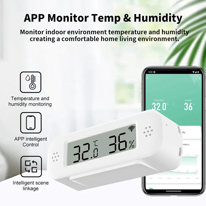 1~4pcs Tuya Zigbee 3.0 Mini Temperature Humidity Sensor For Smart Home Thermometer Hygrometer APP Remote Work with Yandex Alexa