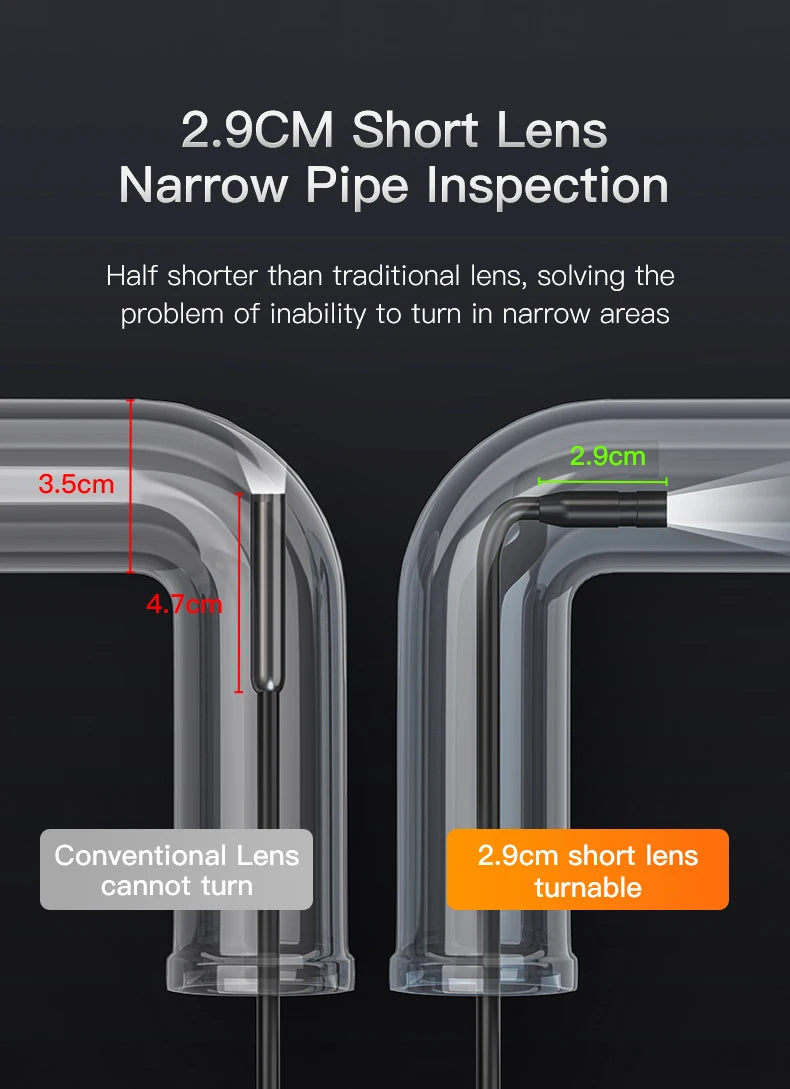 Industrial Endoscope Camera 4.3 "Single Dual Lens HD 1080P Car Inspection Borescope IP67 Waterproof Sewer Camera With LED - Shoppiline