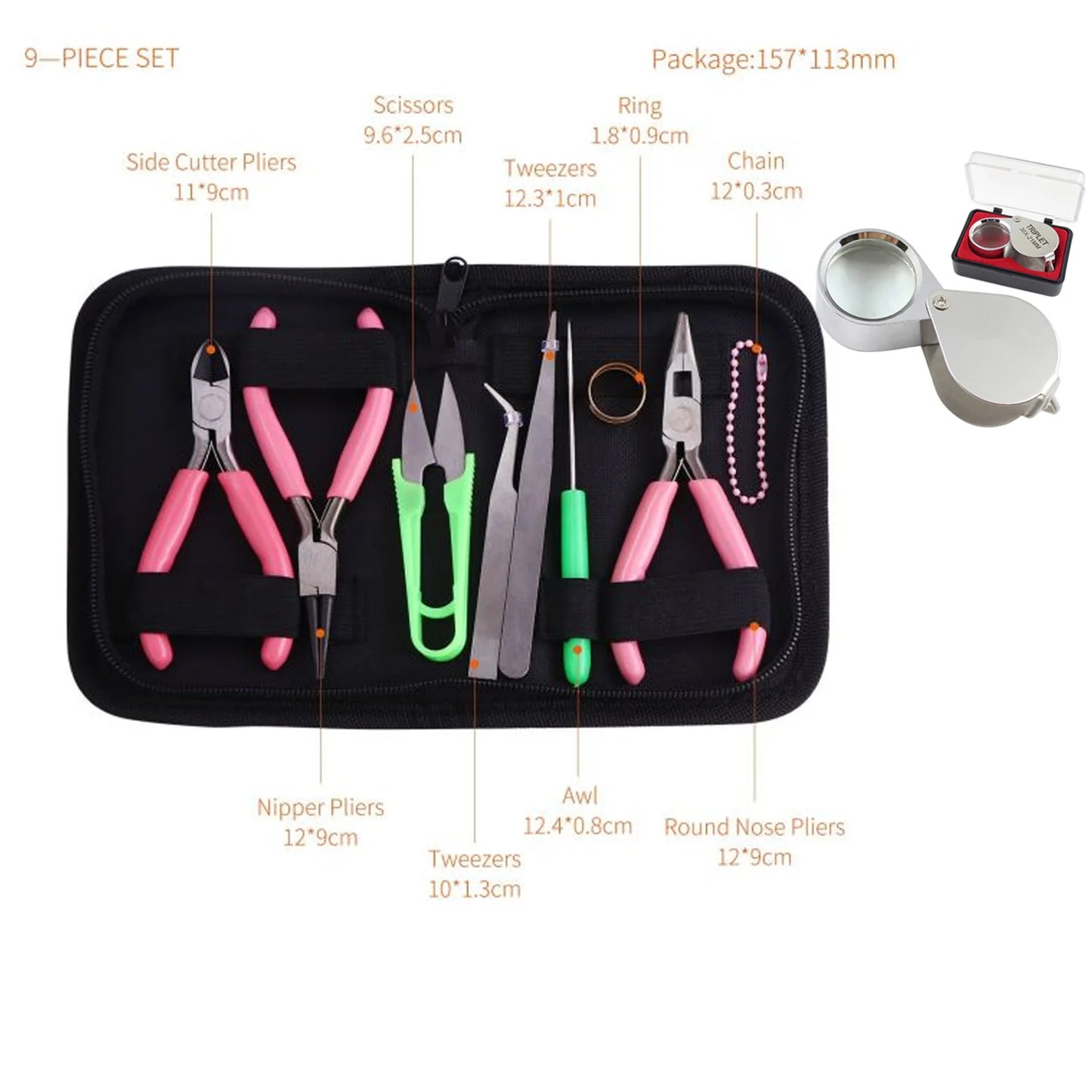 Pocket Loupe Magnifier Jewelry Magnifying Glass Foldable Diamond Lupa Triplet Jewelers Eye Glass Tool Reading Magnifier