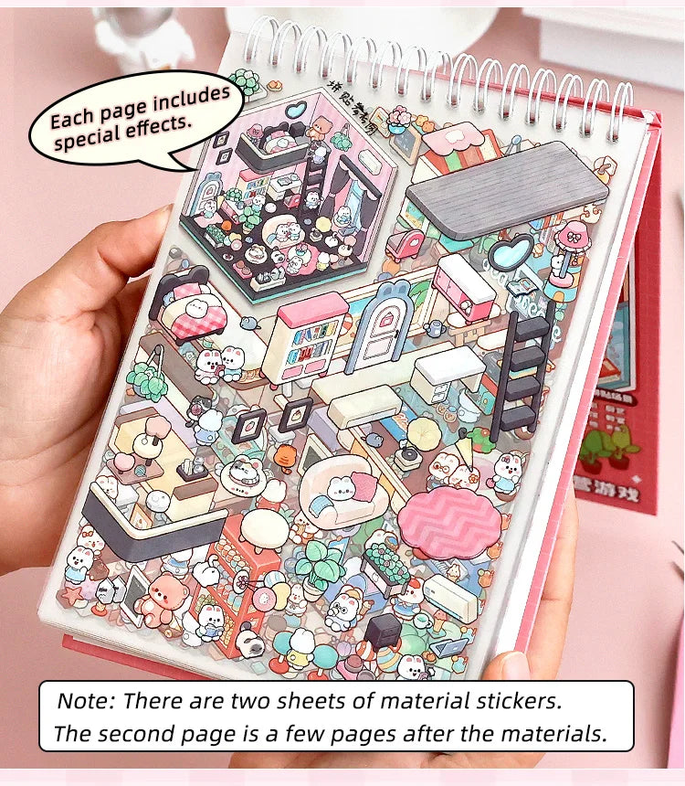 20Pcs 20in1 3D Cartoon Sticker Book | DIY Scenes Creative Gift for Kids, Portable Sticker Album for Birthday Christmas Crafts