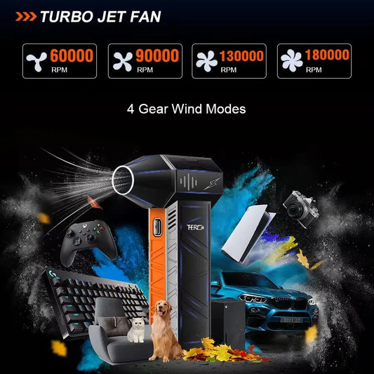 Updated X3Ultra Mini Turbo Fan Jet Electric Duster 4-speed Adjustable 180,000RPM Wind Speed 58m/s Car/PC Cleaning Tools - Shoppiline