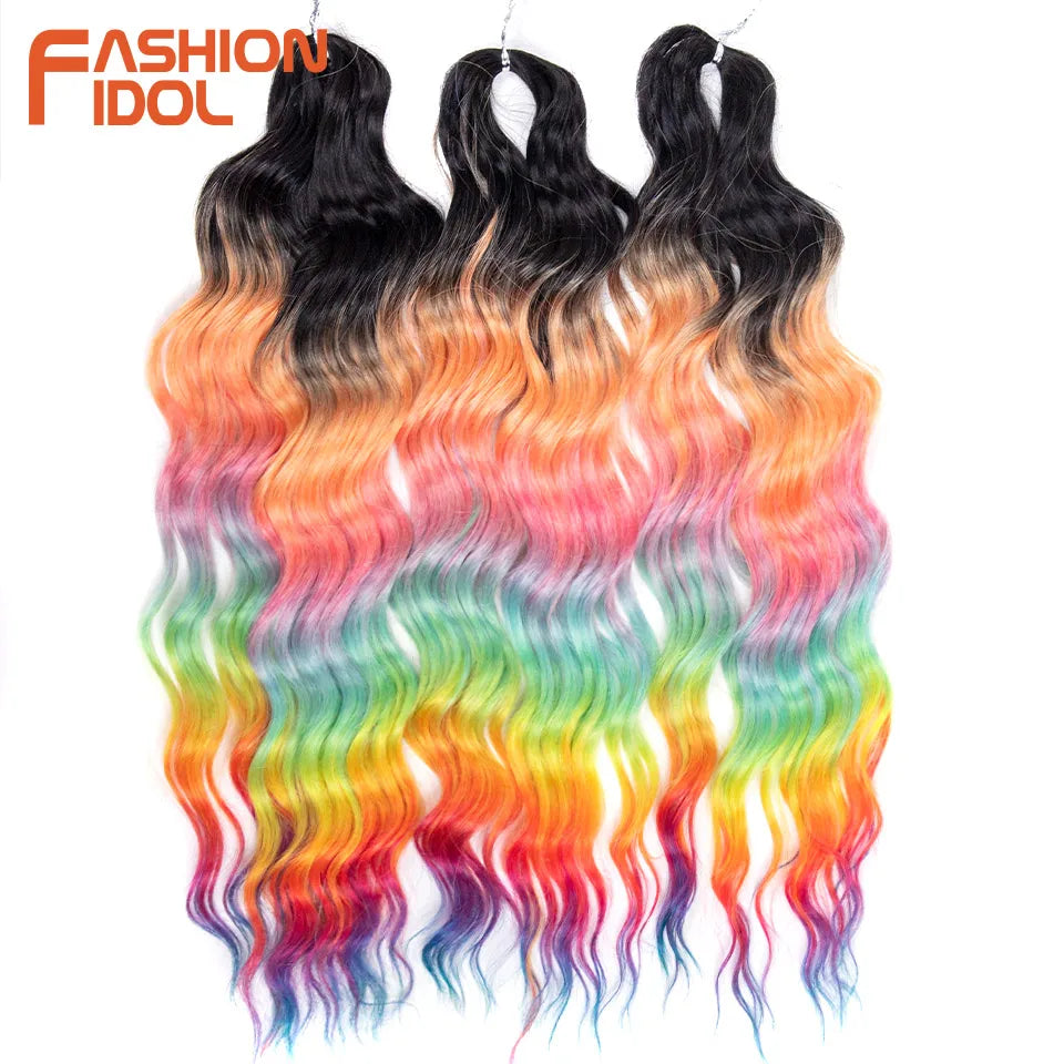 Anna Hair Extensions synthétiques de tresses Loose Deep Wave 24 pouces, cheveux tressés ondulés, cheveux bouclés torsadés au crochet Ombré Blond