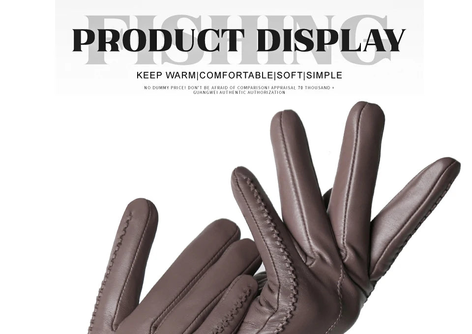 Women's sheepskin gloves winter warm plus velvet short thin touch screen driving color women's leather gloves good quality -2226