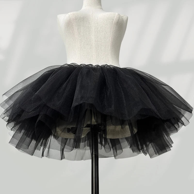 White Black Puffy Tulle Lolita Underskirt Women Cosplay Ballgown Kids Bridal Boneless Petticoats Tutu Dress