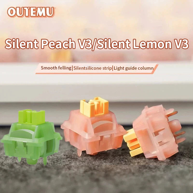 Outemu Silent Peach V3 Switch Lubed Silent Lemon V3 Switches Mechanical Keyboard Linear Tactile 5Pin Paragraph Axis Hot swap