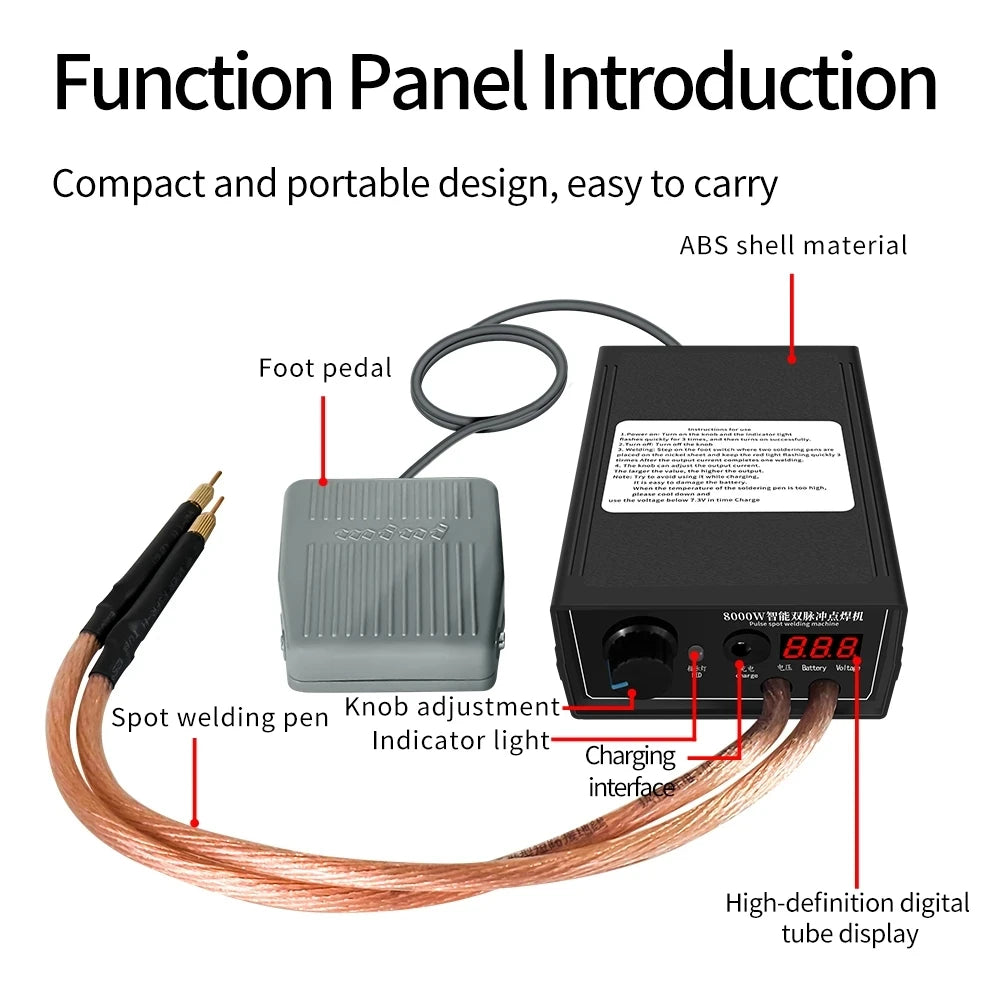 8000W Mini Spot Welder Kit DIY Automat 18650 Battery Pack Welding Portable Spot Welding Machine Pen For 0.15MM Nickel Strip - Shoppiline