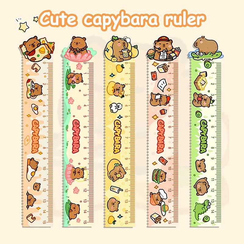 15cm Capybara Ruler Wavy Lines Drawing Tools Acrylic Cute Cartoon Straight Ruler Stationery School Office Supplies