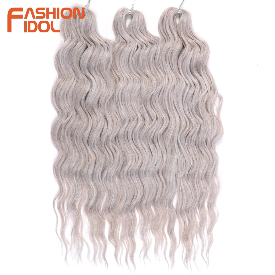 Anna Hair Extensions synthétiques de tresses Loose Deep Wave 24 pouces, cheveux tressés ondulés, cheveux bouclés torsadés au crochet Ombré Blond