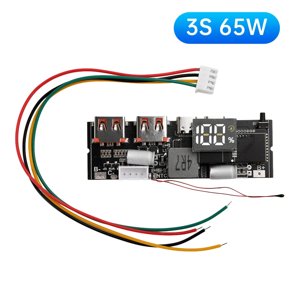 3S 4S 5S 65W 100W Power Bank Double C Port Two way Fast Charge Mobile Power Module 18650 Charging Temperature Protection - Shoppiline