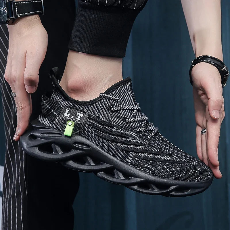 YRZL Men Sports Running Black Jogging Shoes Casual Sneakers Outdoor Breathable Mesh Women Light Shock-absorption Sneakers Men - Shoppiline