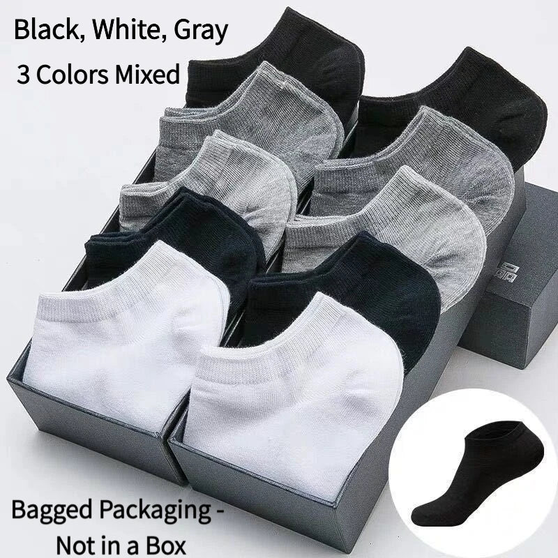 5/10 Pairs Unisex Ankle Socks Solid Color Black White Gray Cotton Deodorant Breathable Running Sports Socks New Spring Summer