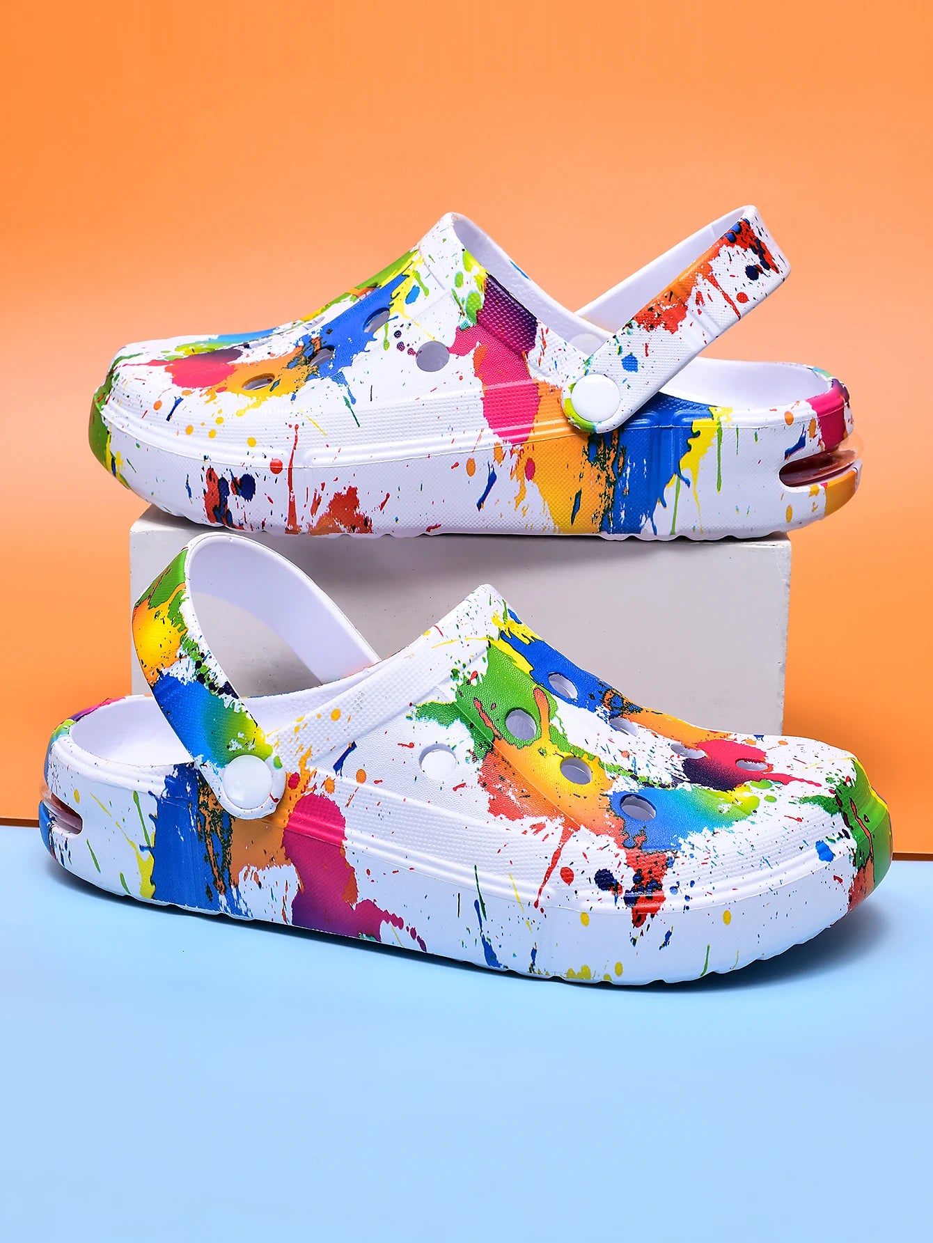 Couple Style Men's and Women's Clogs Sandals Slippers Inkjet Pattern Air Cushion Breathable Beach Sandals Outdoor Thick-Soled Mu