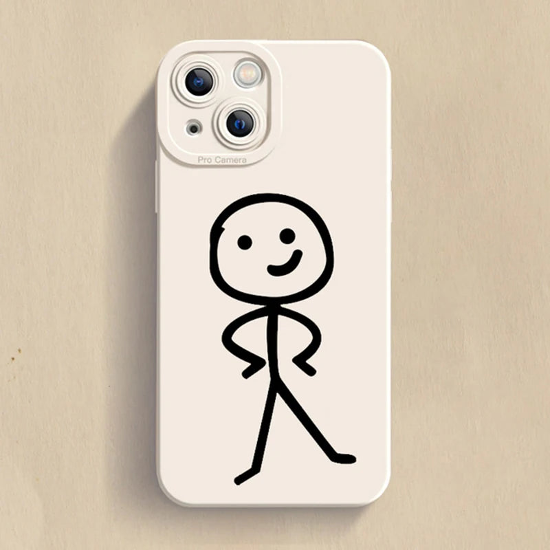 Cartoon Matchman Phone Case For iPhone 11 12 13 14 15 Pro Max XR XS X 7 8 Plus SE 2020 Shockproof Matte Soft TPU Silicone Cover