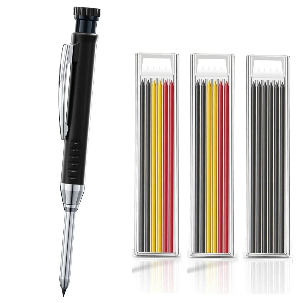 Woodworking Mechanical Pencil Set, Deep Hole Marking and Drawing, 2.8mm Reliable and Durable Lead, for Carpenters Engineering