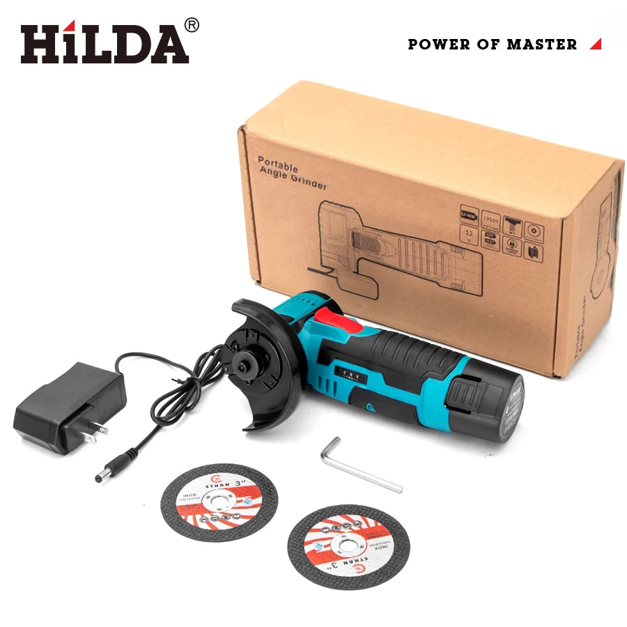 HILDA 12v Mini Angle Grinder Rechargeable Grinding Tool Polishing Grinding Machine For Cutting Diamond Cordless Power Tools - Shoppiline