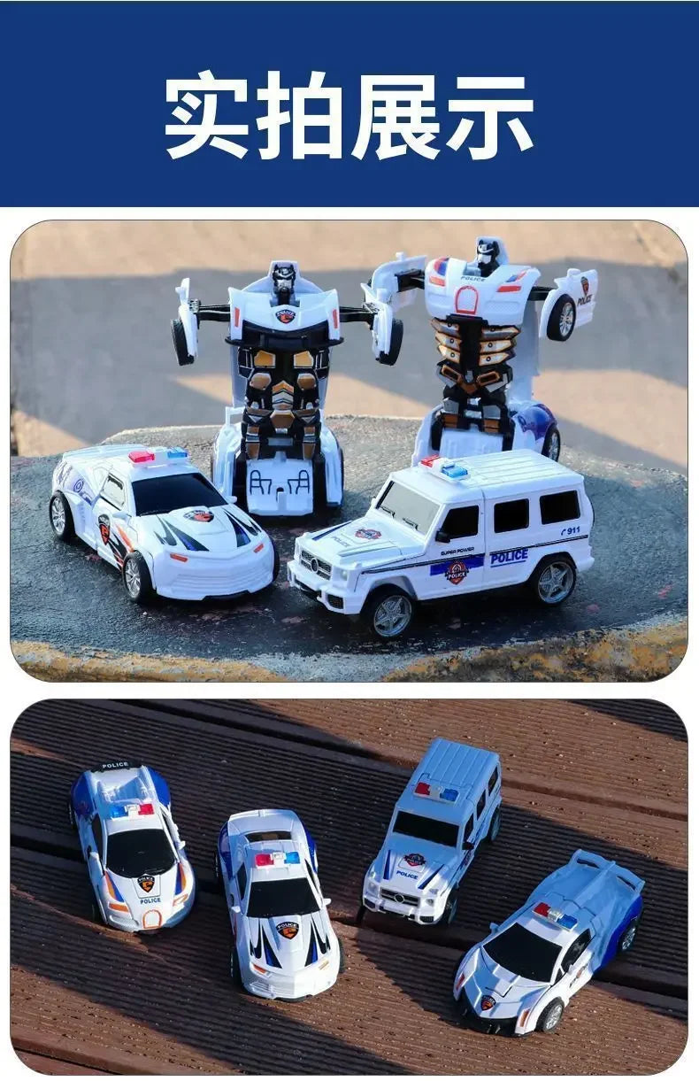 Verformbares Spielzeugauto, Trägheitsaufprall, Ein-Knopf-Verformung, Jungenpuzzle, Kollisionsverformung, Autobot-Roboter
