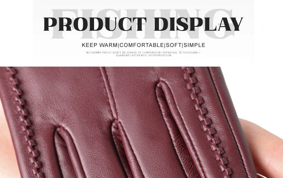 Women's sheepskin gloves winter warm plus velvet short thin touch screen driving color women's leather gloves good quality -2226