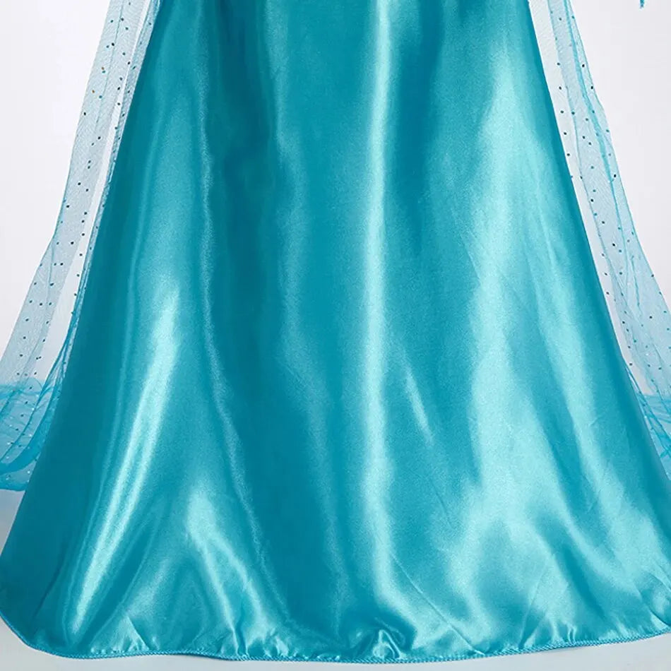 Halloween Elsa Kleid für Mädchen Kinder Party Prinzessin Kostüm Kinder Verkleidung mit langem Umhang Mädchen Schneekönigin Karnevalskleidung