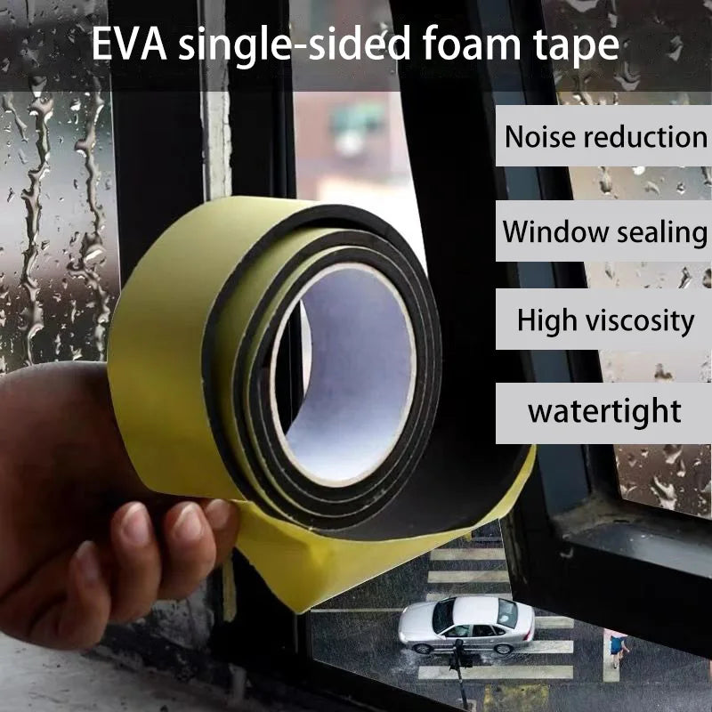 EVA Foam Door Window Sealing Strip Weather Stripping Self-Adhesive Soundproof Windproof Dustproof Draught Excluder