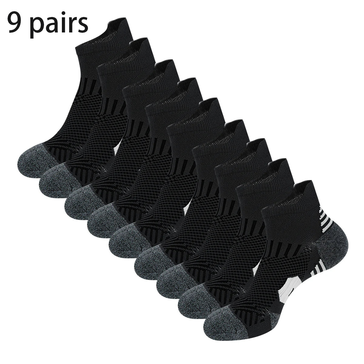 3/9 paires de chaussettes de sport antidérapantes pour hommes et femmes, chaussettes de basketball professionnelles épaissies avec fond en serviette pour la course à pied et l'entraînement de fitness