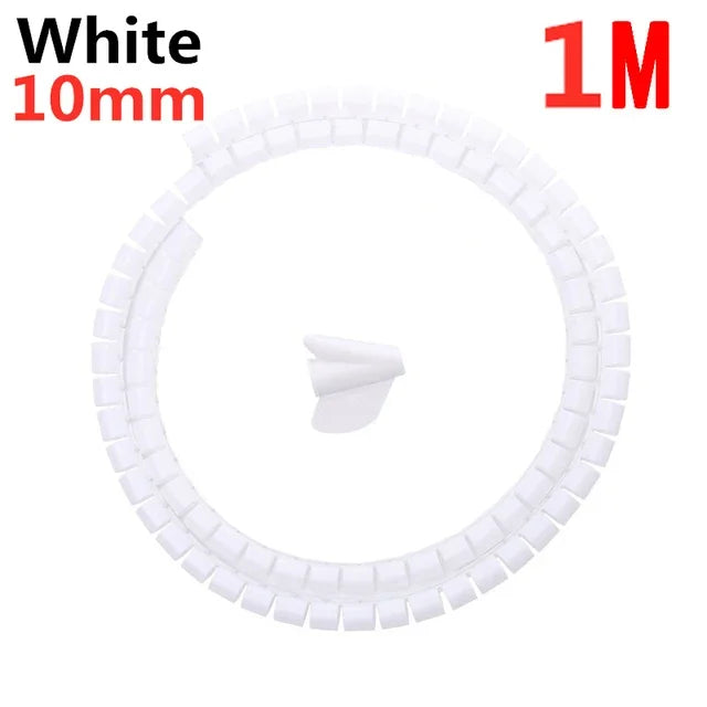 1/2M Organisateur de câbles flexible en spirale Serre-câbles Rangement Tuyau Protection de cordon Gestion des câbles Enrouleur de câbles de bureau Rangement d'accessoires Outils