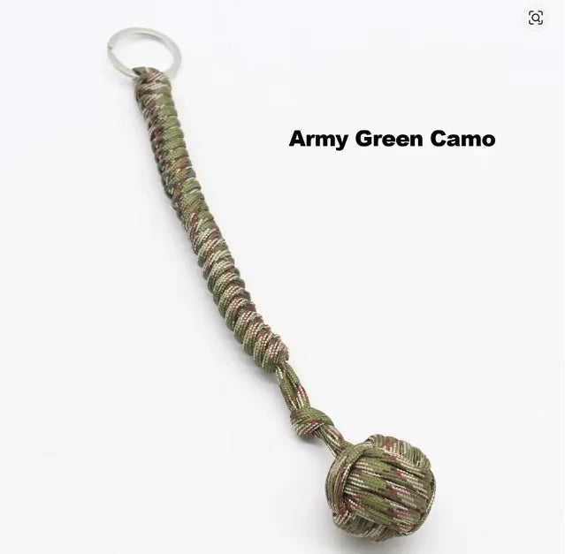 Black Monkey Fist Steel Ball Key Chain for Girls - Outdoor Security Protection Self Defense Lanyard for Bearing Broken Windows