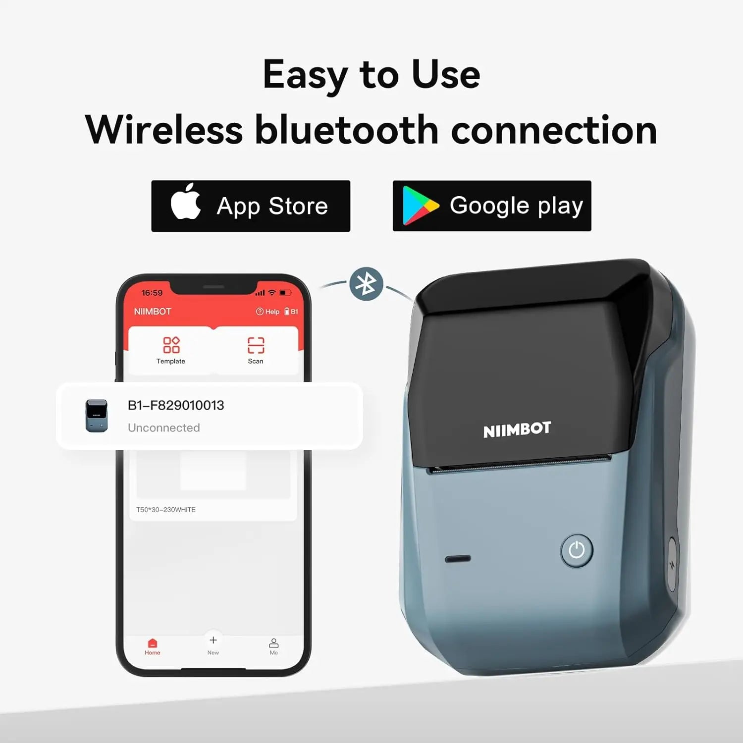 Niimbot B1 Mini Label Thermal Printer Portable Self-Adhesive Bluetooth Maker Machine For Round UV Tag Stickers Labels Rolls - Shoppiline