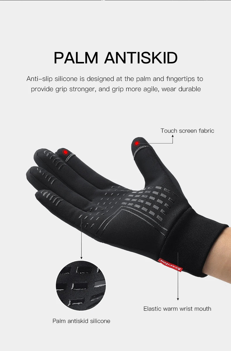 Outdoor Sports Autumn Winter Cycling Gloves Men Splash Proof Warm Windproof Touchscreen Anti-slip Motorbike Gloves Men Black
