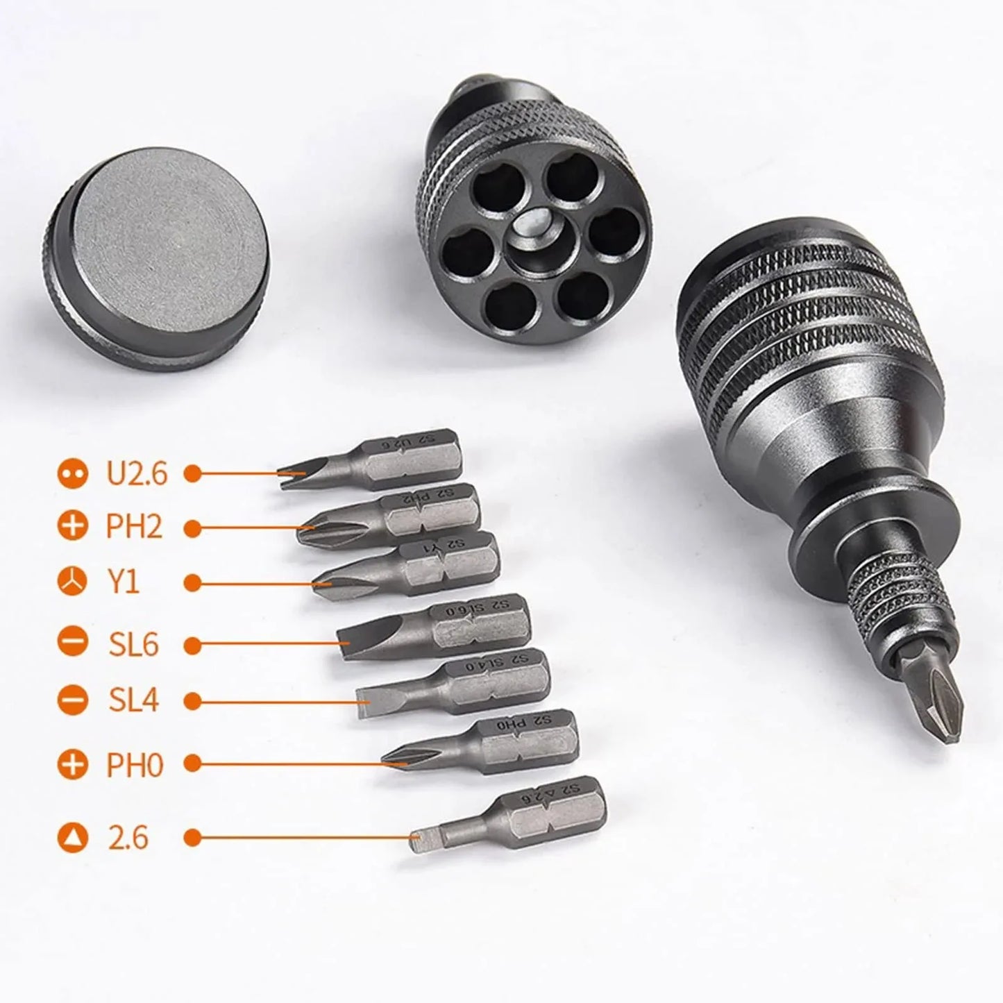 7-in-1 Mini Screwdriver Strong Magnetic Tip Palm Screwdriver Ratchet Screwdriver Mini Quick Ratchet Screwdriver Set